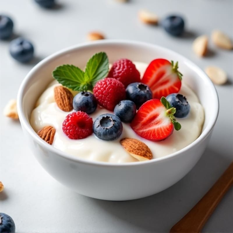 Creamy Greek Yogurt Protein Bowl with Berries and Almonds