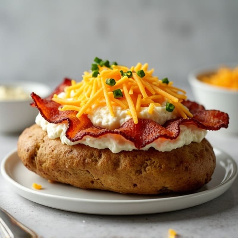 Crispy Twice-Baked Potato with Turkey Bacon