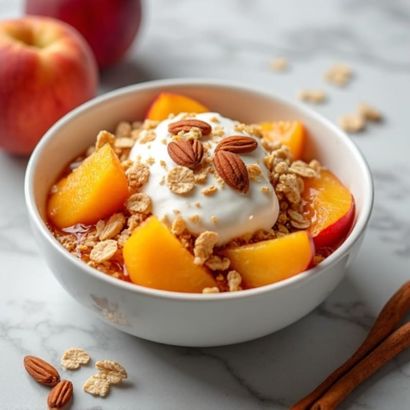 Warm Spiced Peaches with Crispy Oat Topping