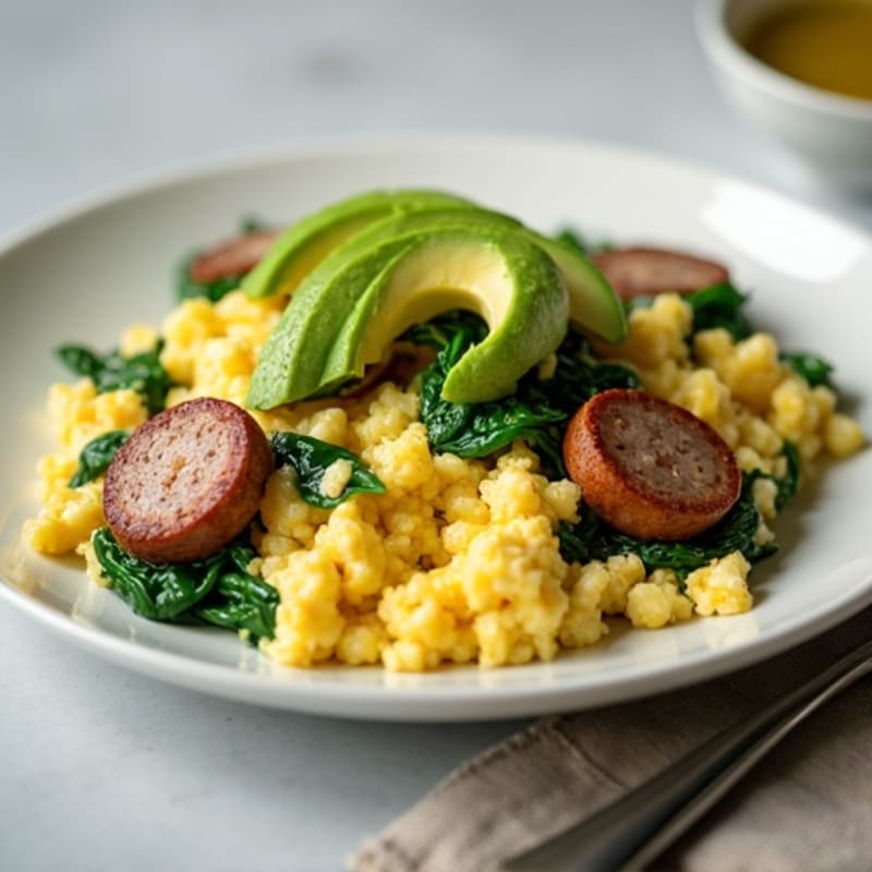 Egg White Scramble with Spinach and Turkey Sausage