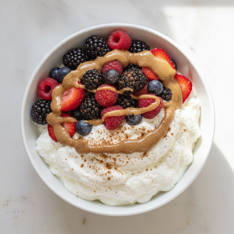 Greek Yogurt Protein Bowl with Mixed Berries and Almond Butter