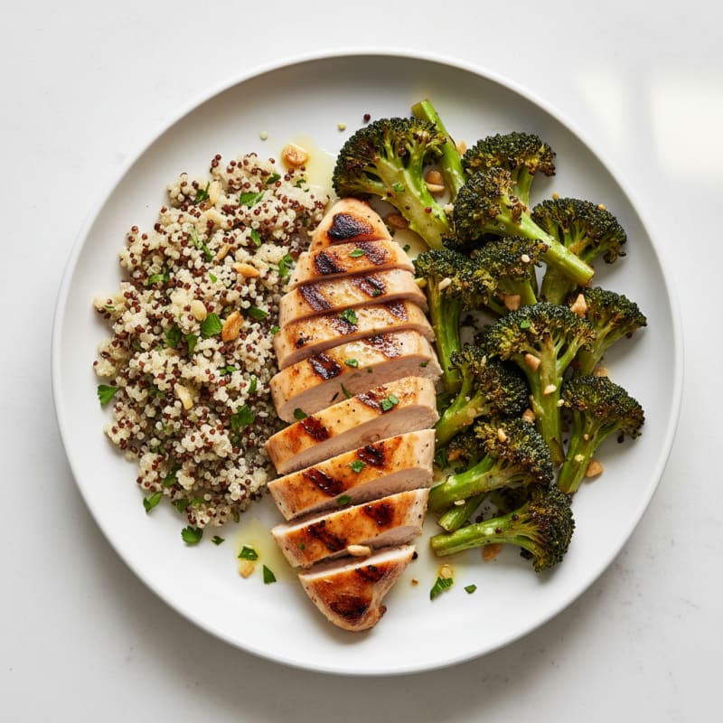 Grilled Chicken Breast with Roasted Broccoli and Quinoa