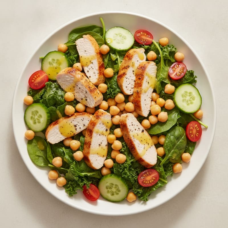 Grilled Turkey Breast Salad with Chickpeas and Lemon Vinaigrette