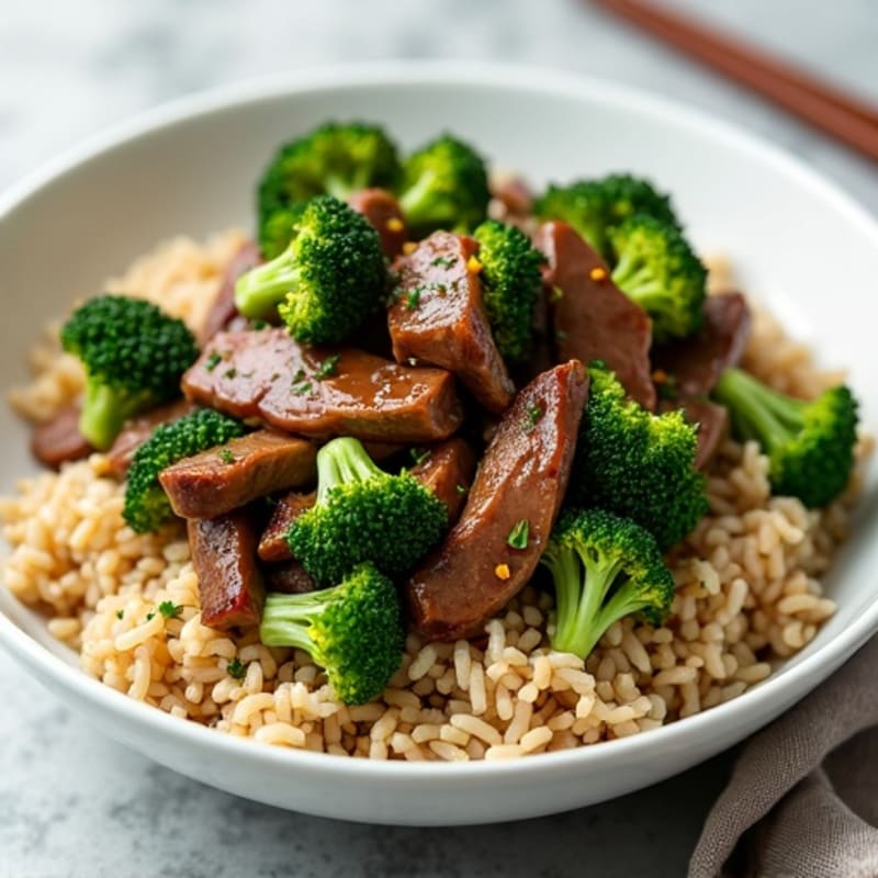 Lean Beef and Crispy Broccoli Stir-Fry with Brown Rice