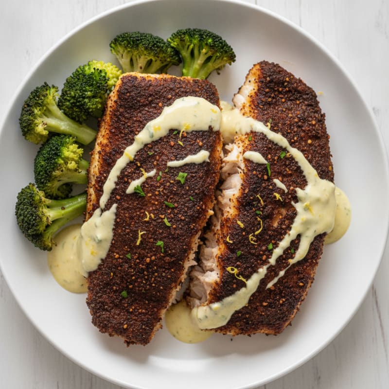 Cajun Blackened Catfish with Lemon Aioli