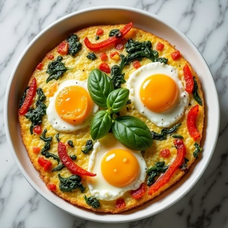 Baked Egg Frittata with Fresh Spinach and Roasted Bell Peppers
