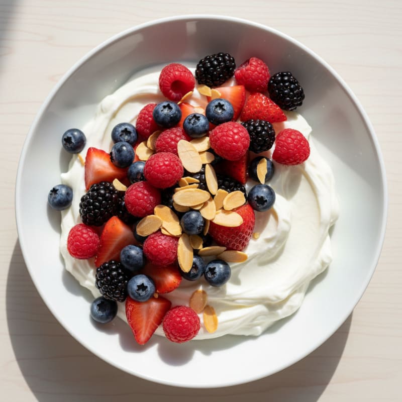 Protein Greek Yogurt Bowl with Whey and Mixed Berries
