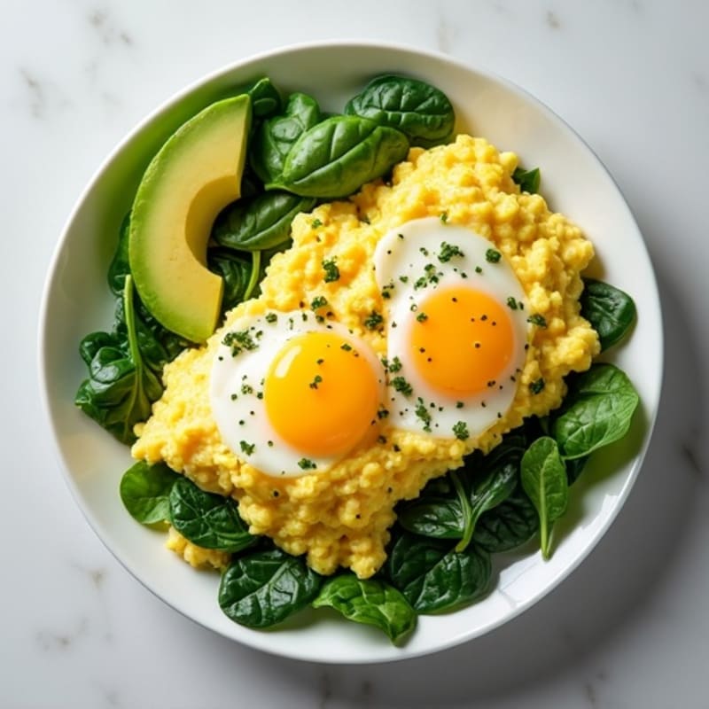 Egg White Scramble with Cottage Cheese and Spinach