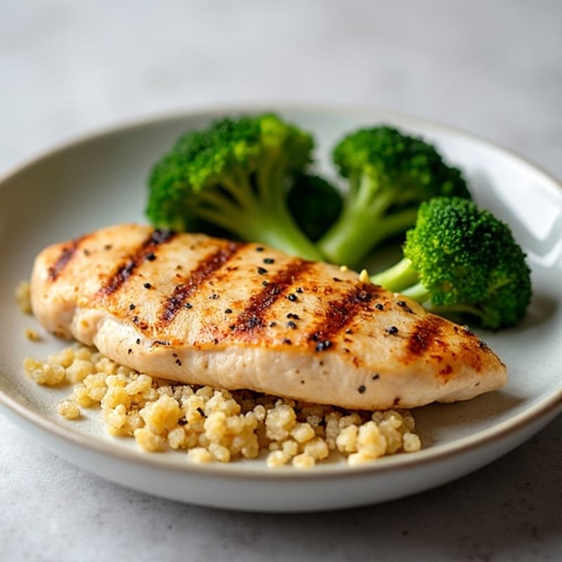 Grilled Chicken Breast with Quinoa and Steamed Broccoli