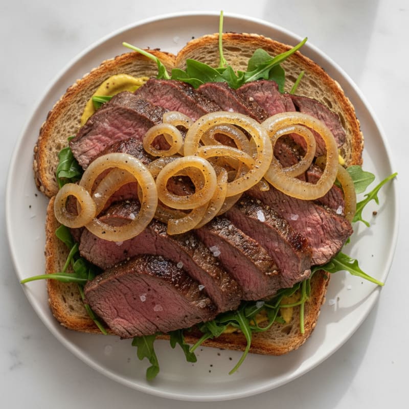 Pan-Seared Elk Sandwich with Caramelized Onions