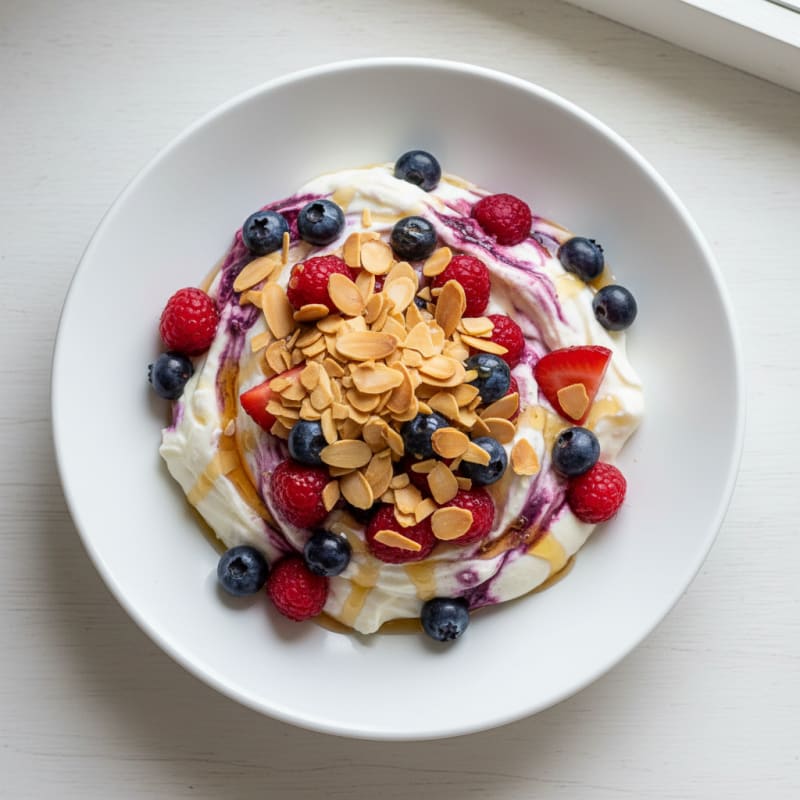 Silky Greek Yogurt Mousse with Mixed Berries and Protein Powder
