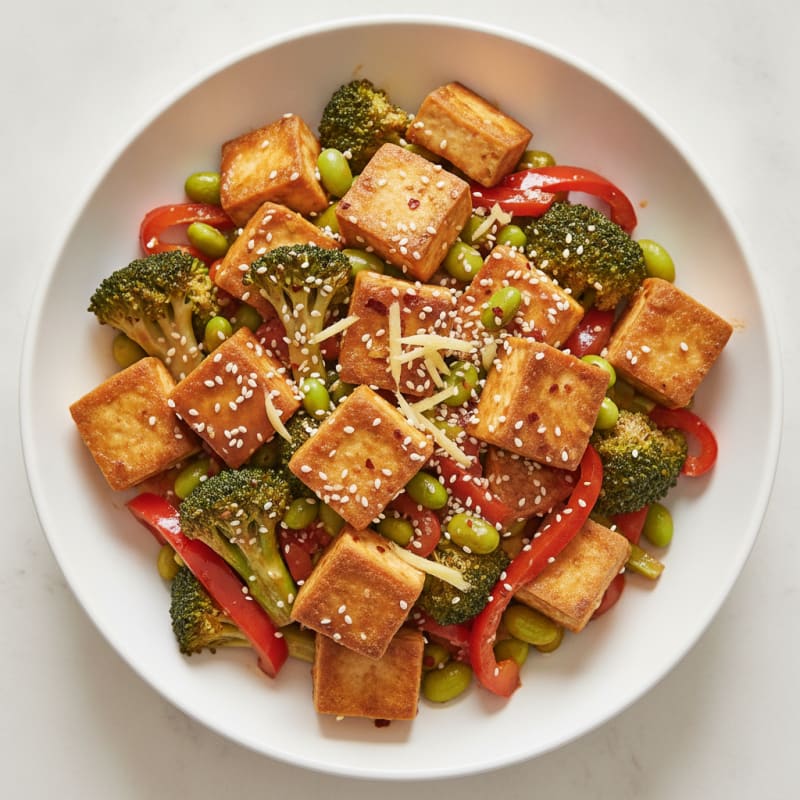 Sesame Tofu Stir-Fry with Mixed Vegetables