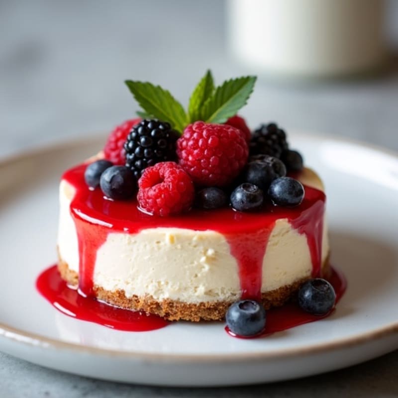 Silky Protein Paneer Cheesecake with Berry Compote