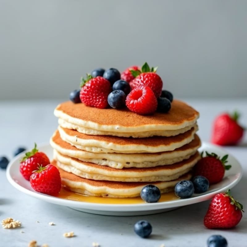 Fluffy Protein Pancakes with Fresh Berries