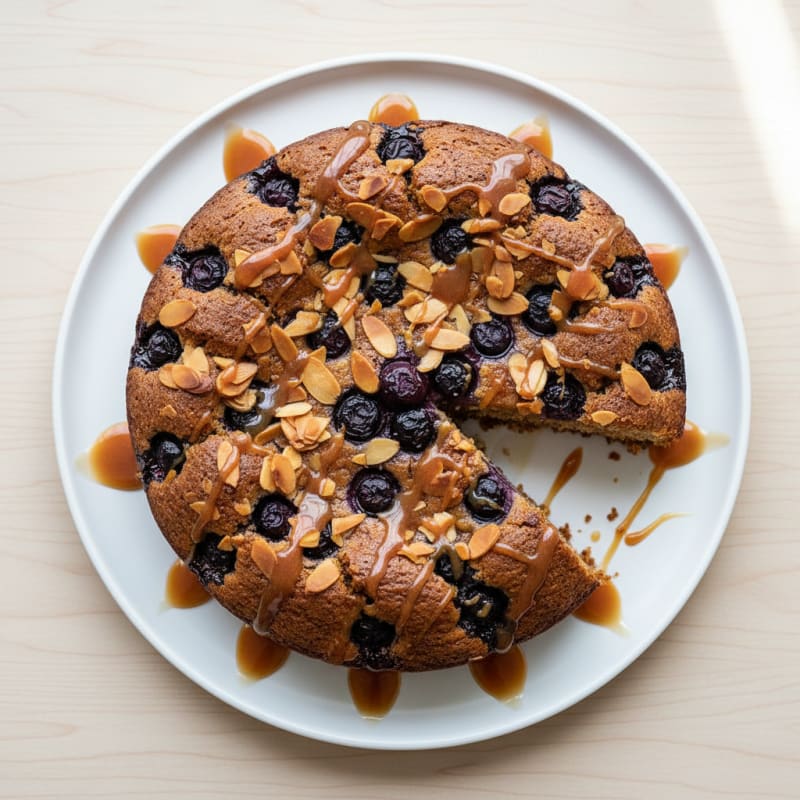 Salted Caramel Blueberry Almond Cake