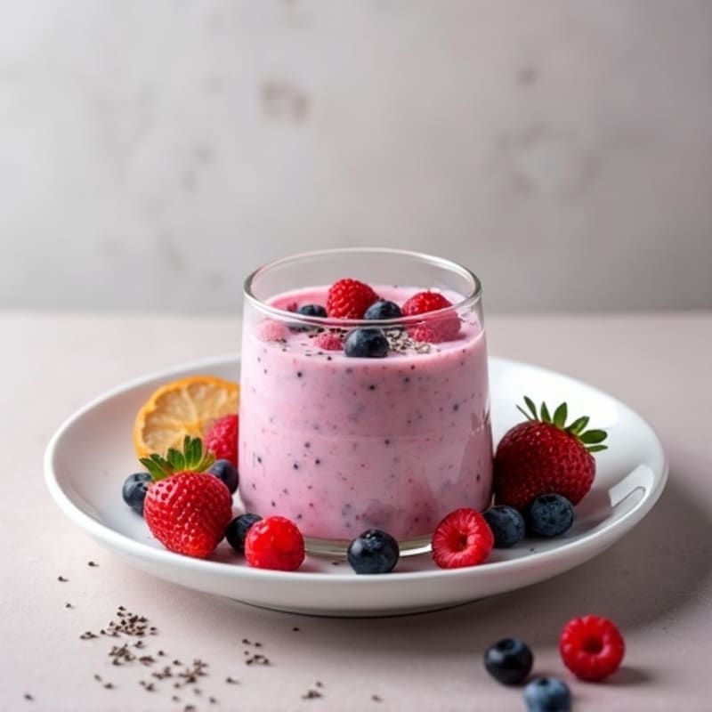 Silky Greek Yogurt Protein Pudding with Mixed Berries