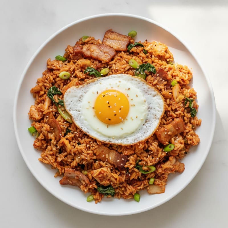 Kimchi Fried Rice with Pork Belly