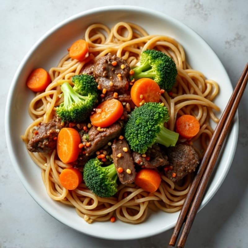 Savory Beef and Broccoli-Carrot Noodle Stir-Fry
