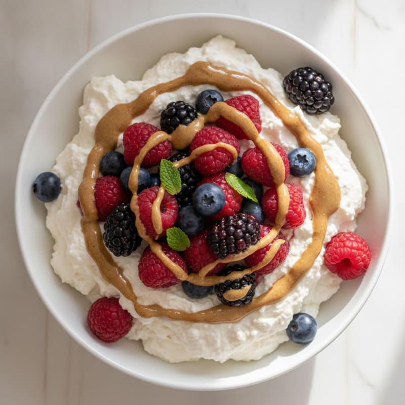 Greek Yogurt Protein Mousse with Mixed Berries