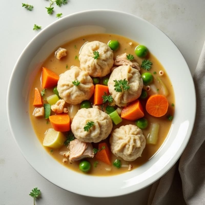 Creamy Chicken and Vegetable Stew with Tender Dumplings