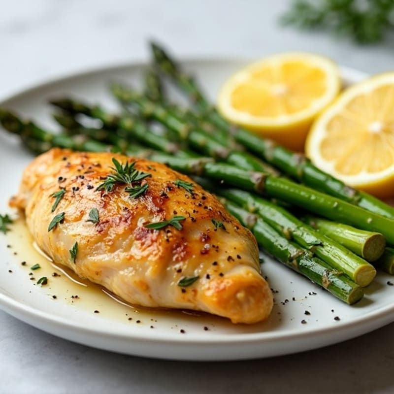 Lemon Herb Roasted Chicken with Crispy Asparagus