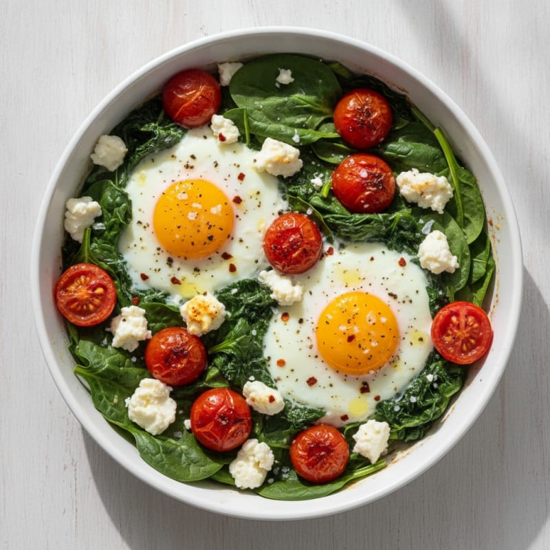 Baked Eggs with Spinach and Feta