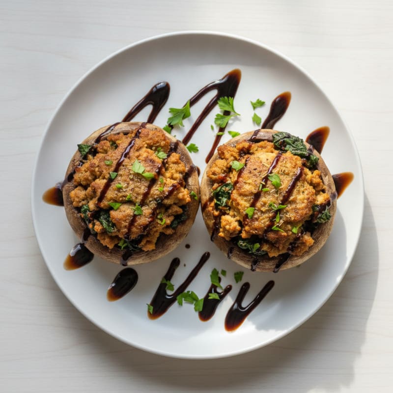 Herb-Stuffed Portobello Mushrooms with Balsamic Glaze