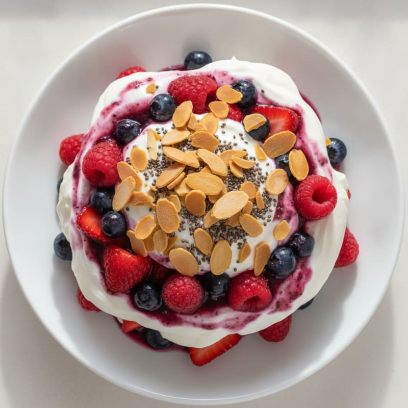Greek Yogurt Protein Parfait with Mixed Berries