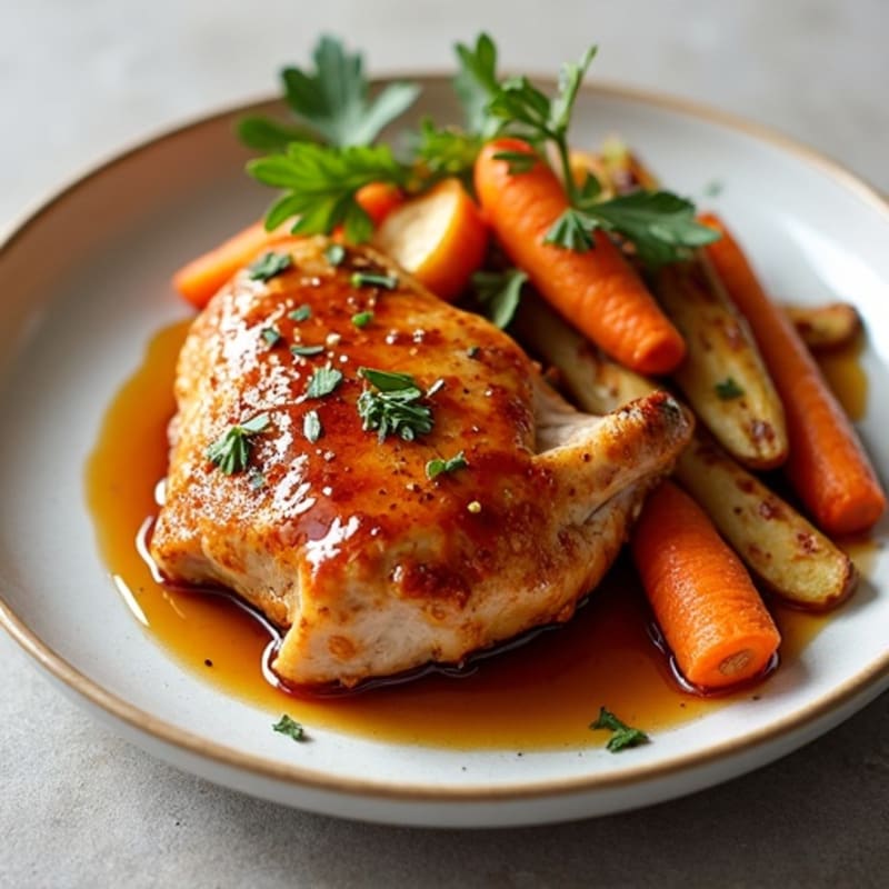 Sticky Maple-Glazed Chicken with Roasted Root Vegetables