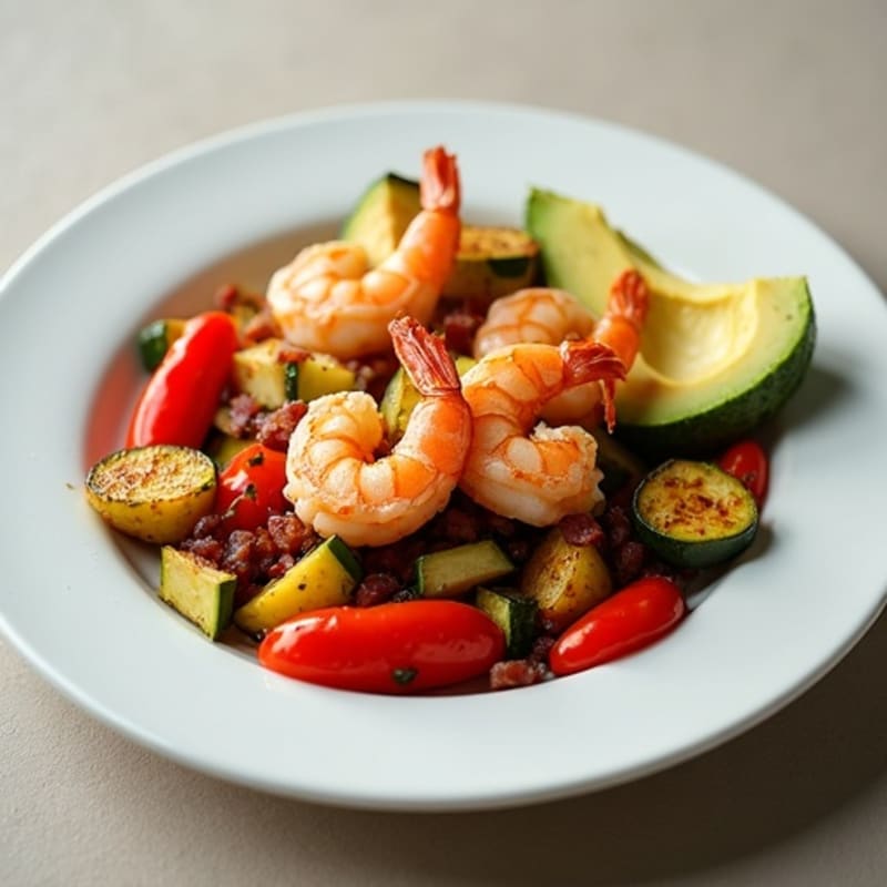 Pan-Seared Shrimp with Roasted Vegetables