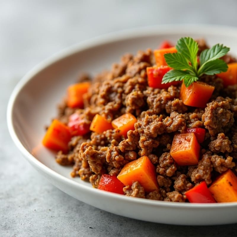 Spiced Ground Beef and Sweet Potato Hash
