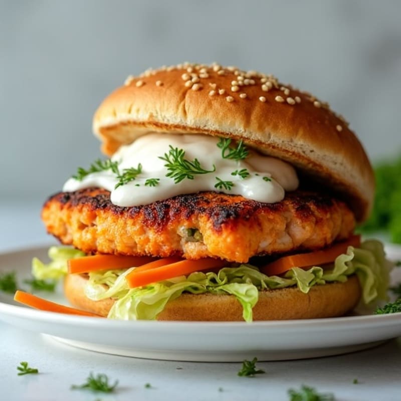 Crispy Pan-Seared Salmon Burgers with Fresh Dill and Crunchy Slaw