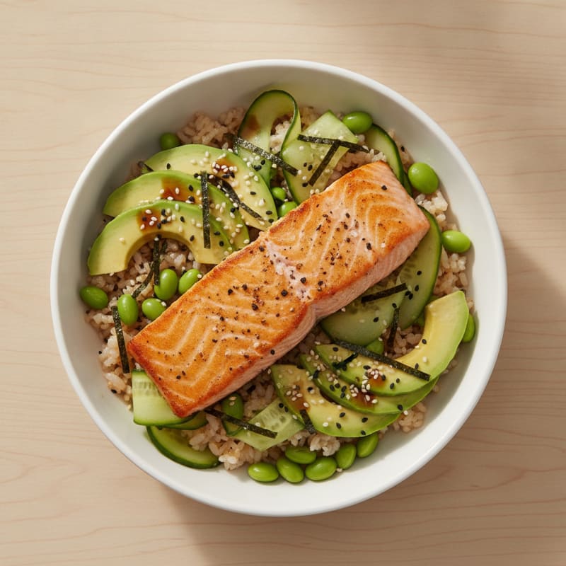 Salmon Sushi Rice Bowl with Avocado