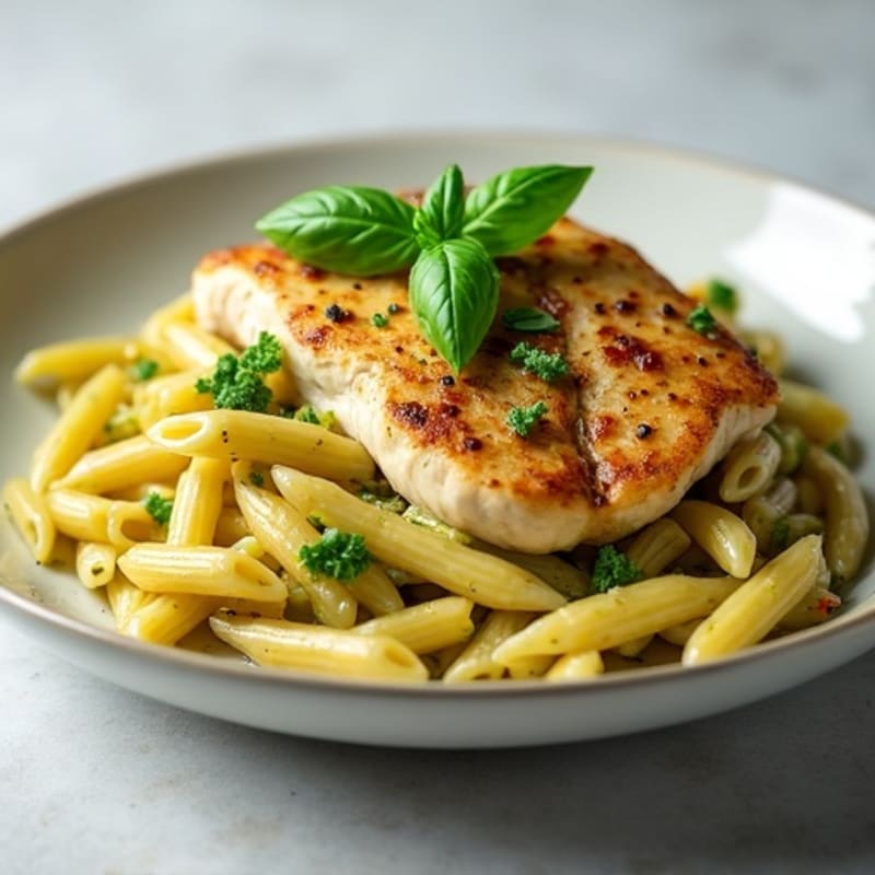 Creamy Pesto Chicken Pasta with Fresh Basil