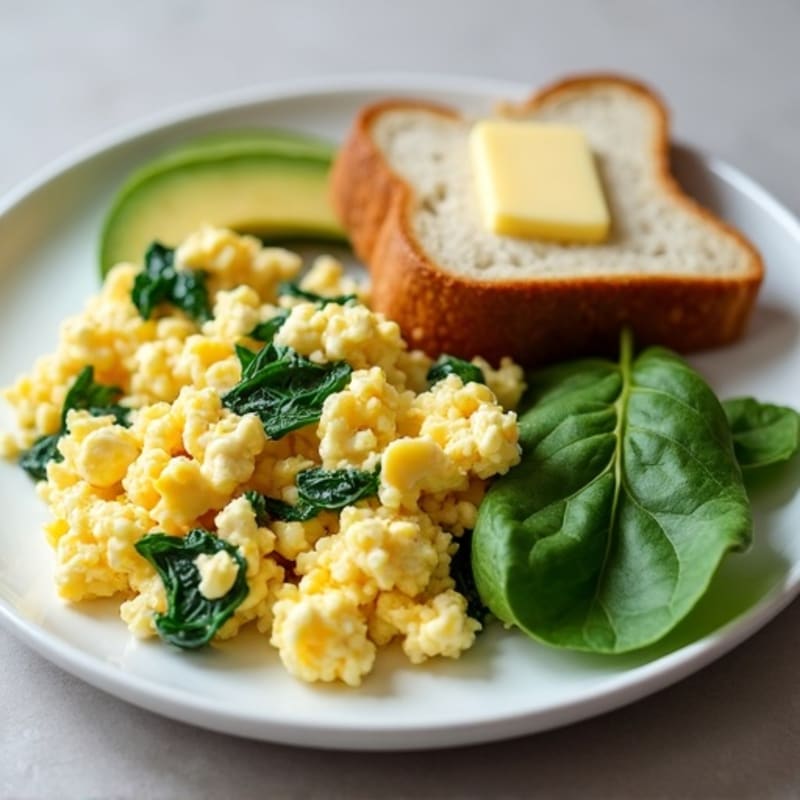 Egg White and Turkey Spinach Scramble with Cottage Cheese