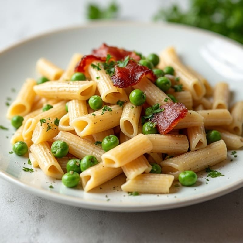 Creamy Turkey Bacon Pasta with Garlic and Peas
