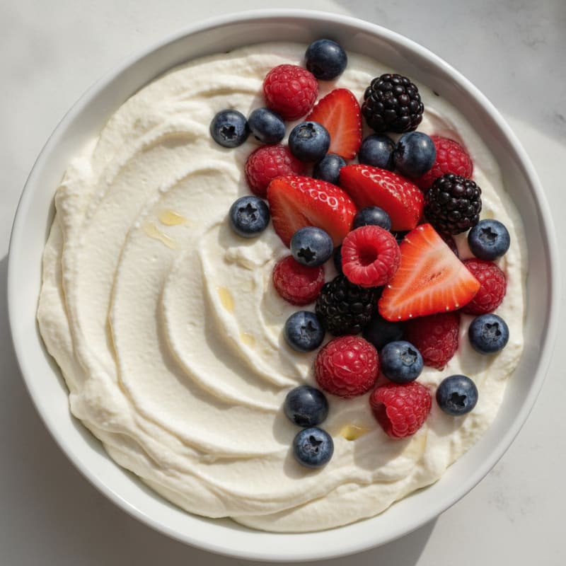 Greek Yogurt Protein Pudding with Mixed Berries