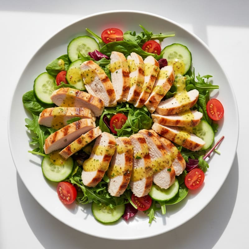 Grilled Turkey Breast Salad with Cucumber and Tomato