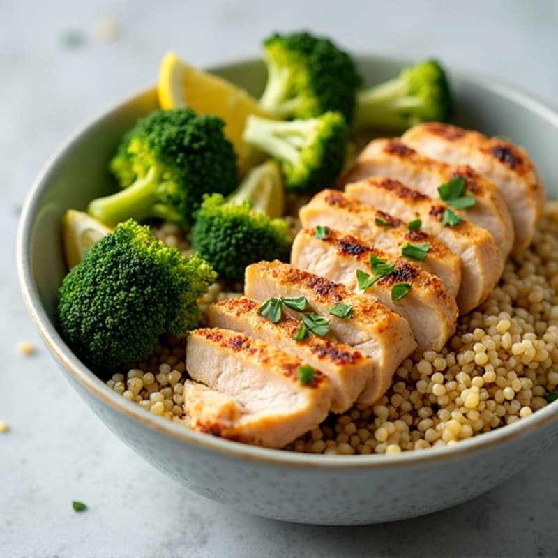 Grilled Chicken and Quinoa Power Bowl with Roasted Broccoli