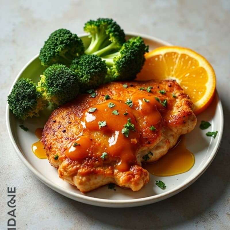 Crispy Baked Chicken with Sticky Orange-Ginger Sauce and Roasted Broccoli
