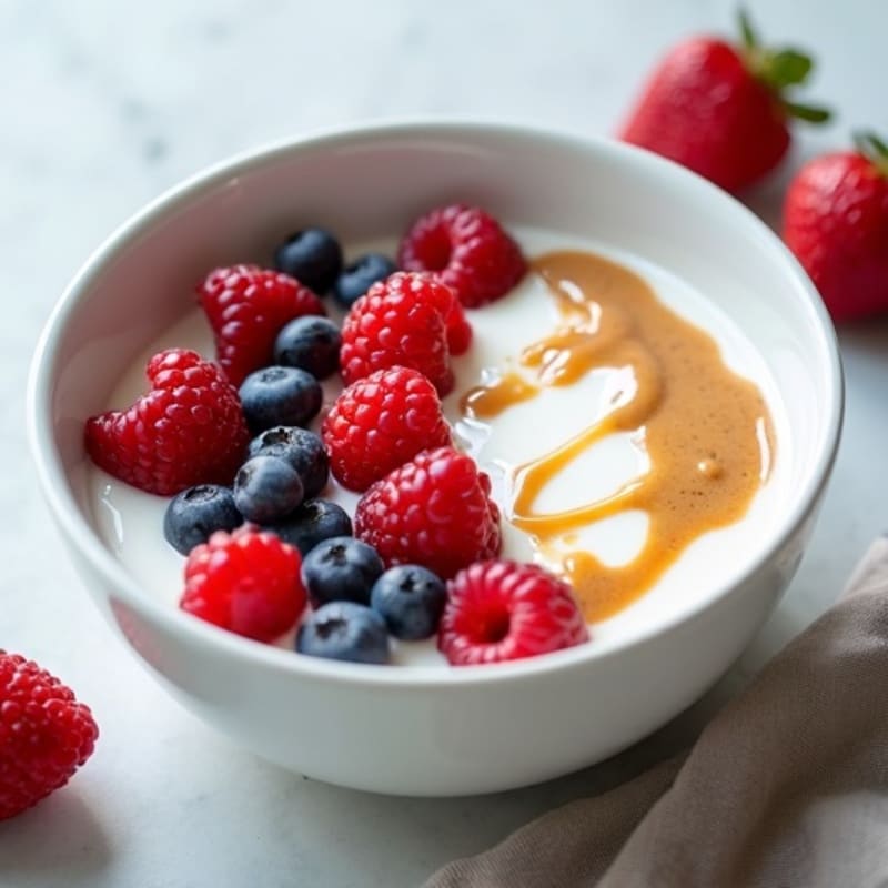 Greek Yogurt Protein Bowl with Mixed Berries and Almond Butter