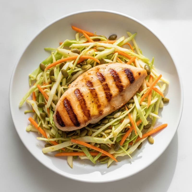 Grilled Chicken Breast with Crunchy Cabbage Slaw