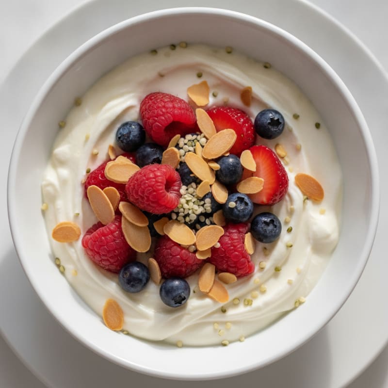 Creamy Greek Yogurt Bowl with Mixed Berries and Vanilla Protein