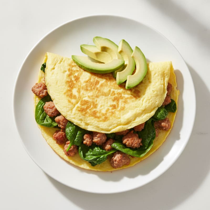 Egg White Spinach Omelette with Turkey Sausage