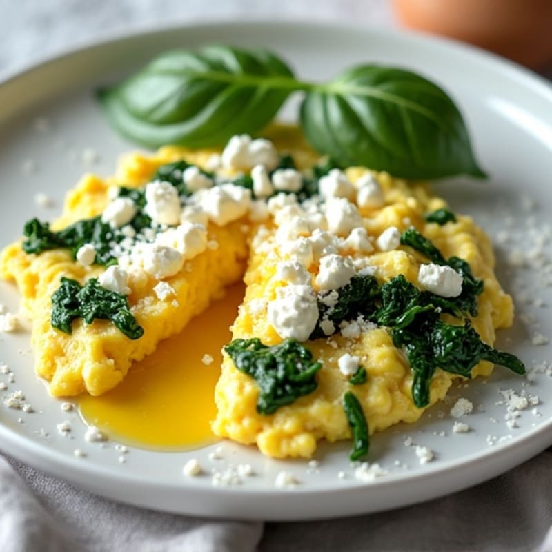 Fluffy Scrambled Eggs with Fresh Spinach and Creamy Feta