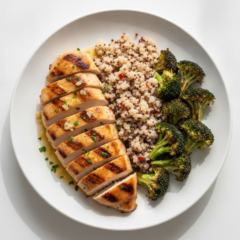 Citrus-Garlic Grilled Chicken Breast with Quinoa and Roasted Broccoli