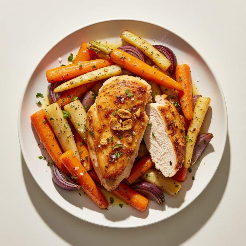 Garlic Herb Roasted Chicken with Root Vegetables