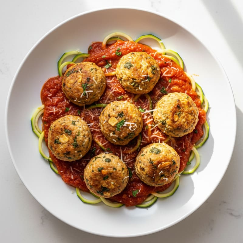Baked Chicken Meatballs with Marinara Sauce
