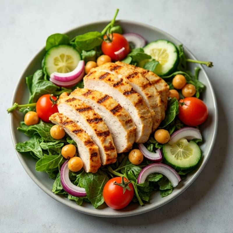 Grilled Turkey Breast Salad with Chickpeas and Lemon Vinaigrette