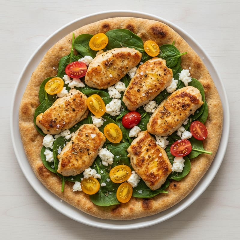 Garlic Chicken Flatbread with Feta
